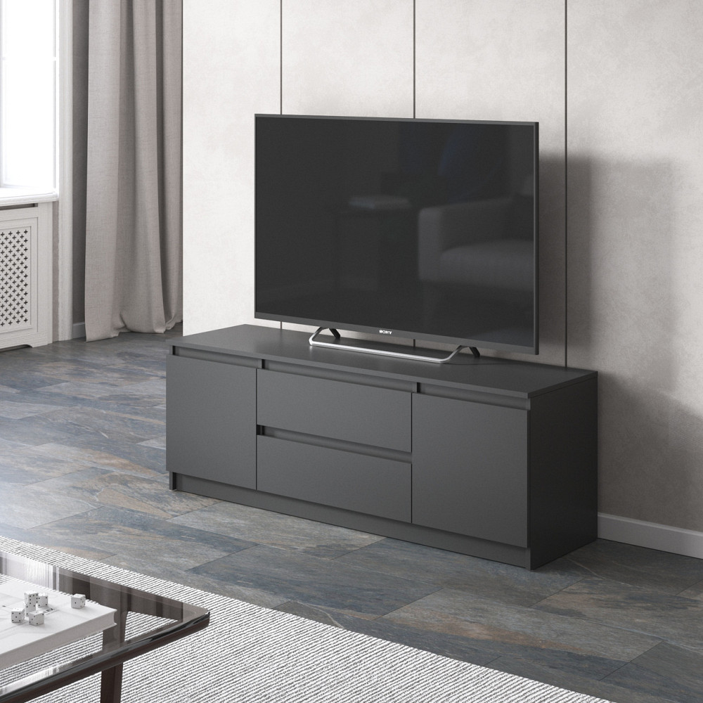 Тумба под телевизор VAYS, для гостиной, современная, 2 выдвижных ящика и две двери, без ручек R-28 Львов - изображение 4