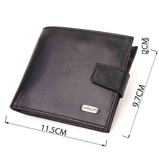 Стильный мужской кошелек из натуральной гладкой кожи CANPELLINI 21880 Черный Киев