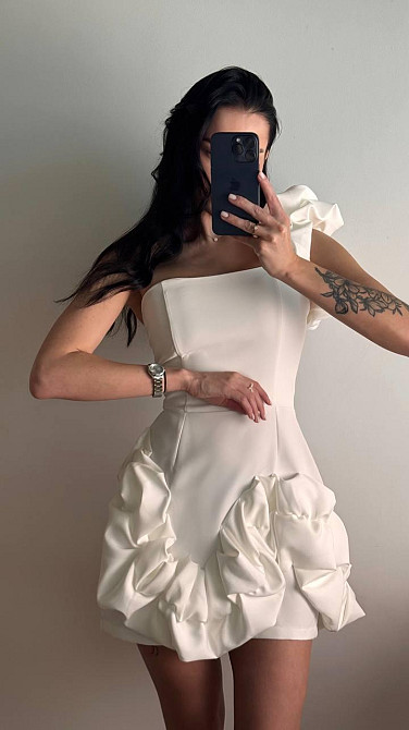Женское праздничное мини платье с воланами костюмка барби Молочный, 44/46 Одесса - изображение 12