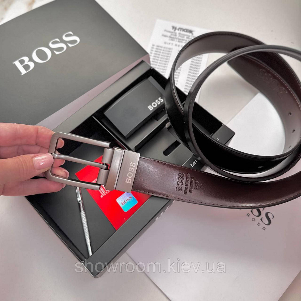 Мужской двусторонний ремень с двумя пряжками (203) Киев - изображение 4