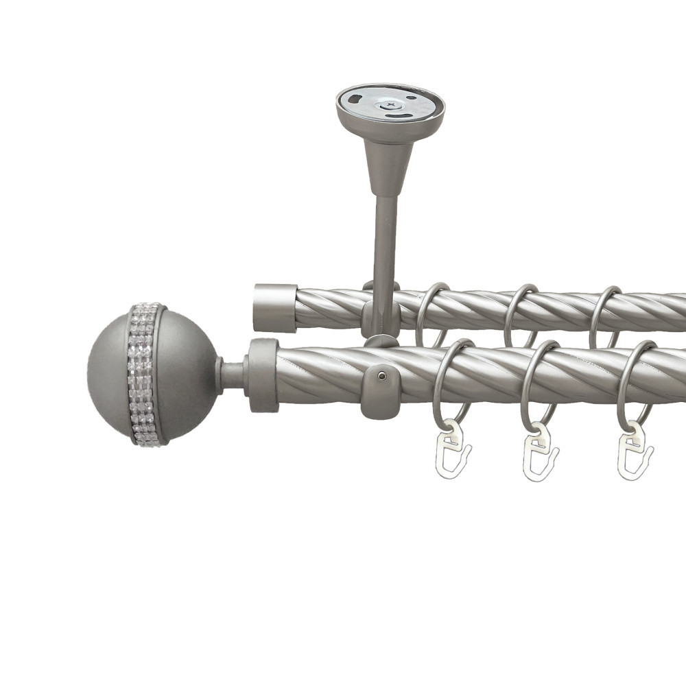 Карниз Orvit Авея металевий дворядний відкритий до стелі скручена труба кільце металеве Сатин 25\19 мм 240 см (00-00024168) Львів - фото 1