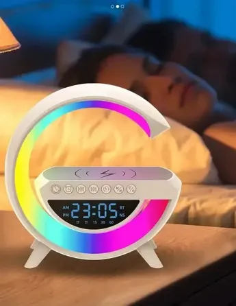 Настільна LED-лампа нічник-колонка BT-3402 у вигляді літери G з RGB підсвічуванням та бездротовою за Київ