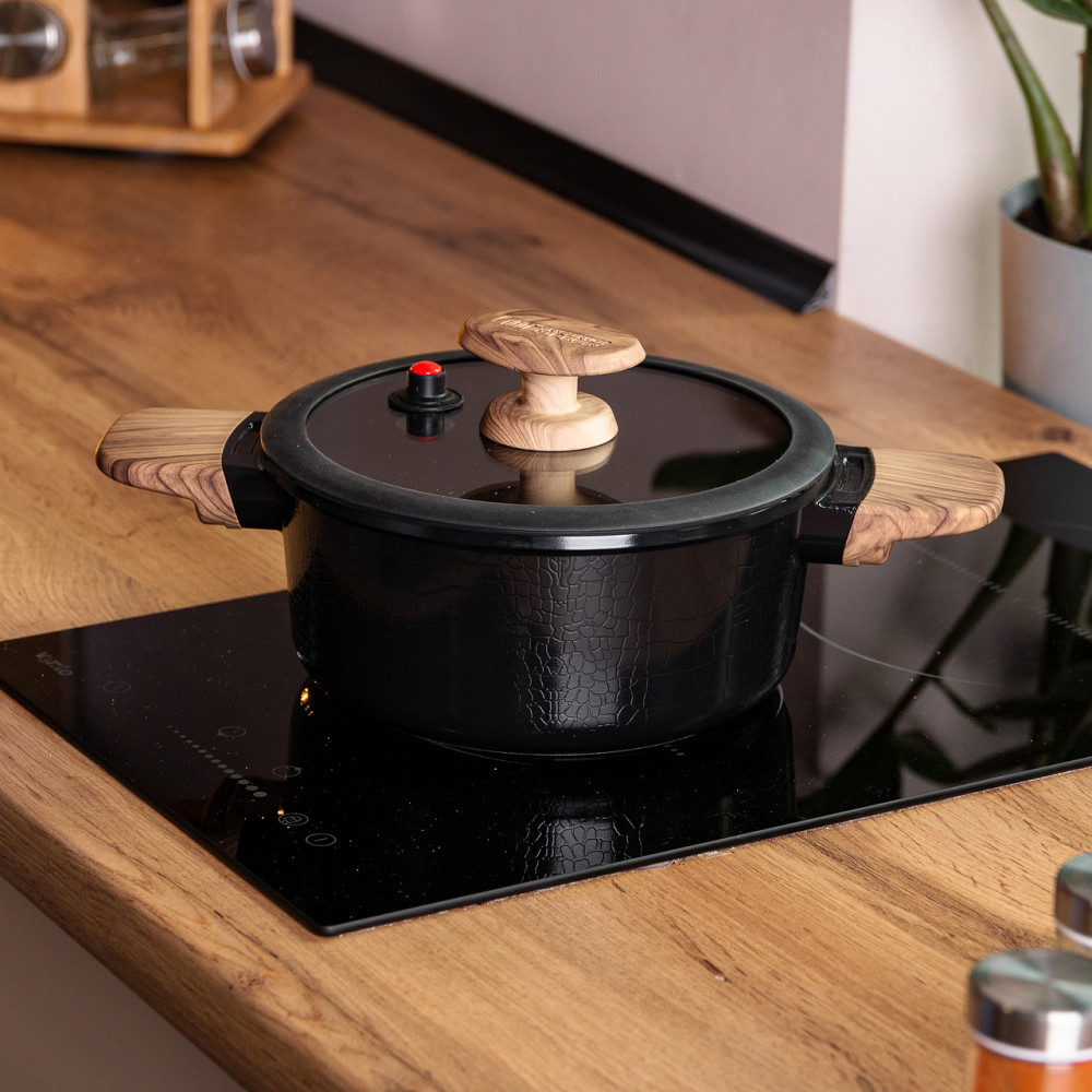 MGC Алюмінієва каструля з керамічним покриттям антипригарним 2.5 л Ø 20 см чорний MGC HP-4-452B Київ - фото 5