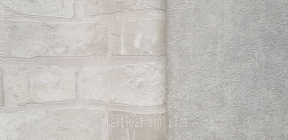 Обои виниловые на флизелине AdaWall Roka 1.06х10 под кирпич структурные белые молочные серебристые 23104-1 Киев - изображение 4