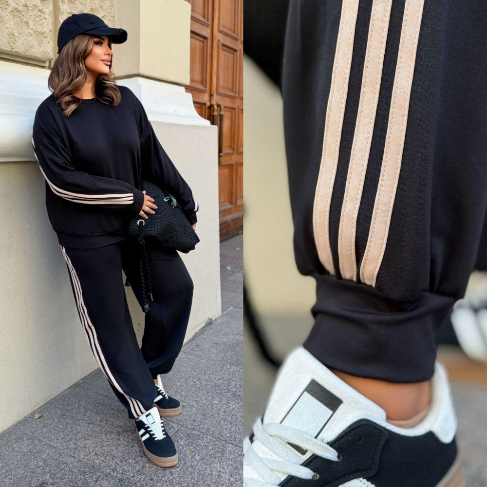 Женский стильный прогулочный костюм двунитка Черный, 52/54 Одесса - изображение 3