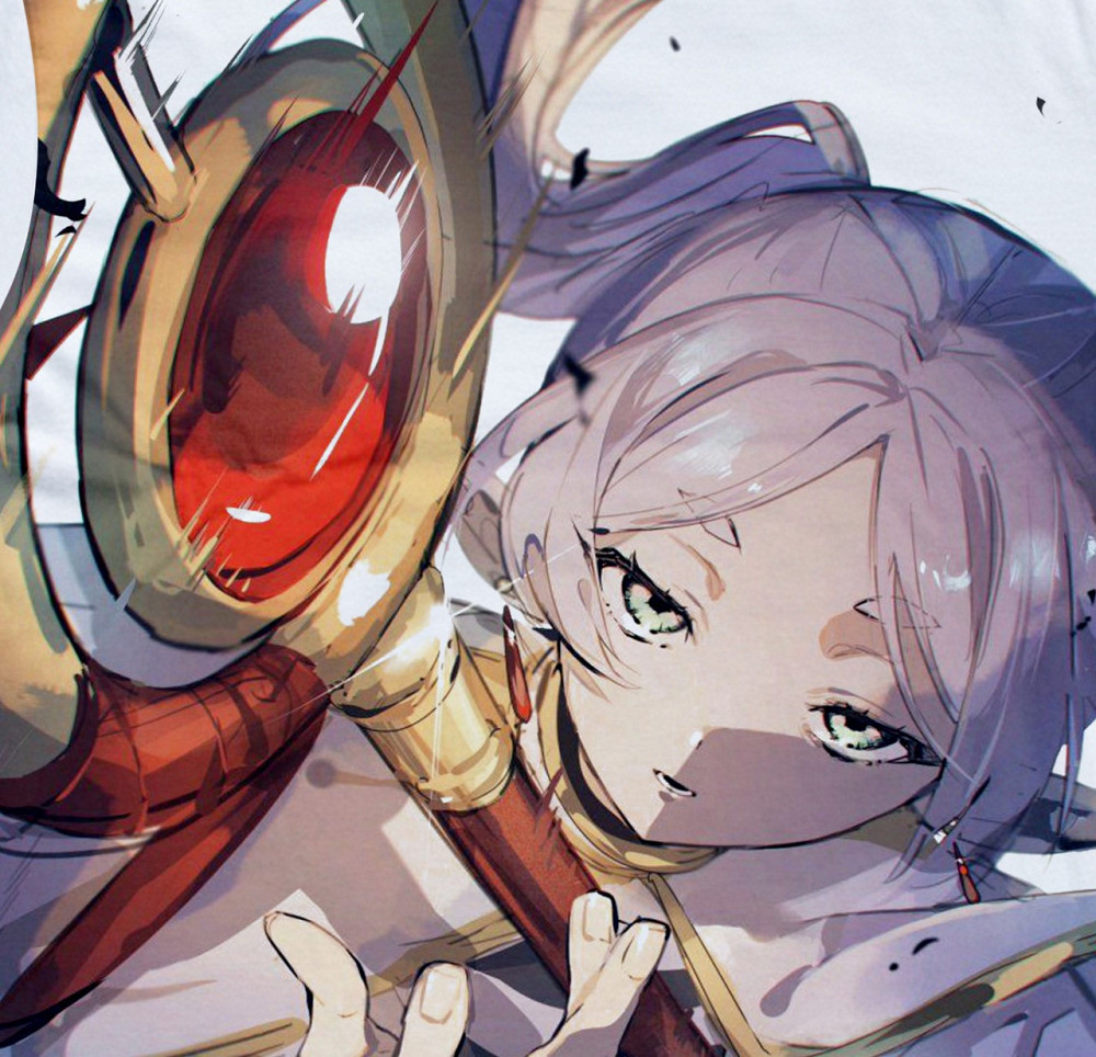 Футболка чоловіча з принтом аніме Аніме Фріерен Бейонд Джоурнейенд оверсайз (S/M/L) Черний Дніпро - фото 2