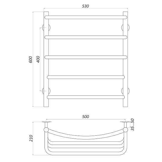 Сушарка для рушників UNIO LKD W 600-500-5 Драбинка Каскад Дуга вода Київ