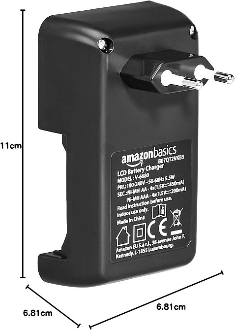 Зарядное устройство для 4 аккумуляторов AA/AAA Amazon Basics интеллектуальное цифровое с LCD 100–240В Киев - изображение 4