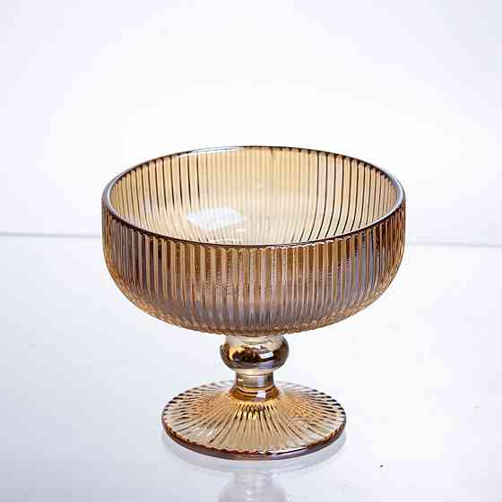 Набір креманок 6 штук по 340 мл ребристих із товстого скла коричневий HP-19-227 Коломия