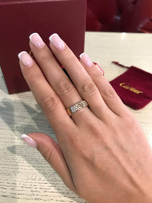 Cartier кільце в рожевому золоті з камінням / Cartier кільце LOVE з дрібним цирконієм Одеса - фото 3