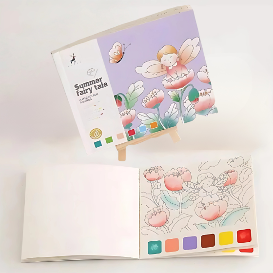 Альбом для розфарбовування з акварельними фарбами розмальовка "Summer fairy tale" для творчості та живопису Кам'янець-Подільський