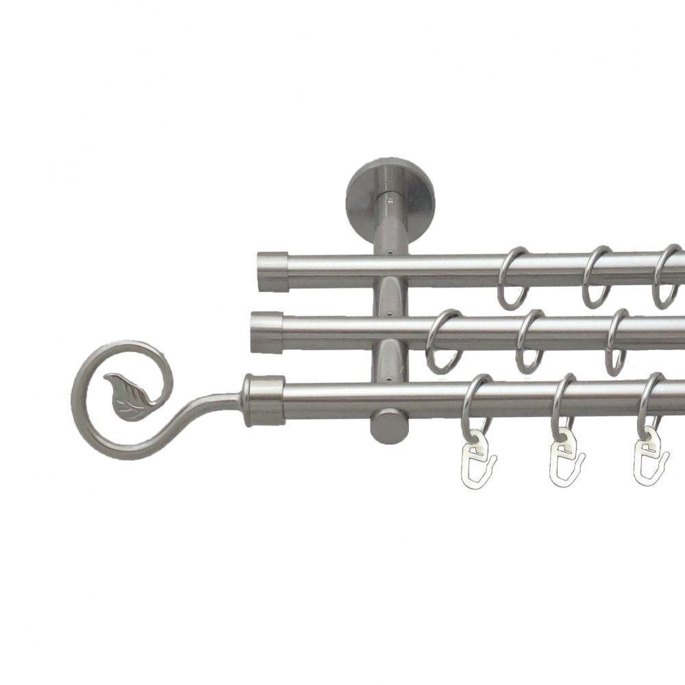 Карниз Orvit Лукка металевий трирядний циліндр (20 см) гладка труба кільце металеве Нержавіюча Сталь 16\16\16 мм 200 см (5503388) Львів - фото 1