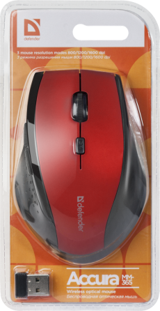 Миша Defender Accura MM-365 Wireless Red (52367) (6414727) Київ
