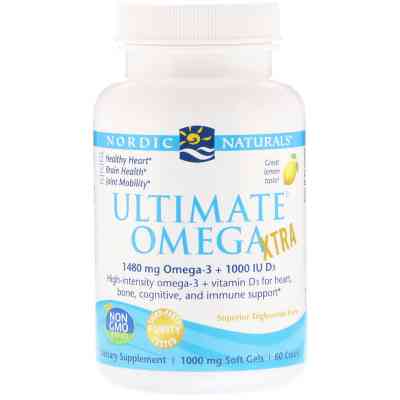 Жирные кислоты Nordic Naturals Рыбий Жир, Вкус Лимона, Ultimate Omega, Lemon, 1000 мг, 60 (NOR-01799) Винница