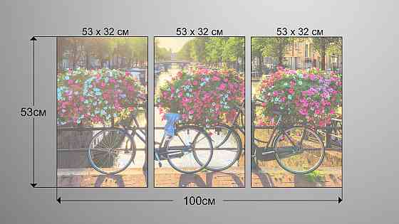 Модульна картина Велосипед Квіти Аrt-179_3А Київ