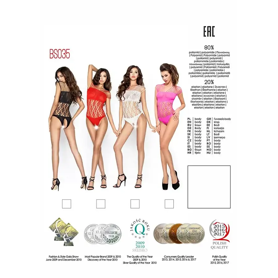 Бодістокінг Passion BS035 white, боді, імітація топа і трусиків Львів - фото 5