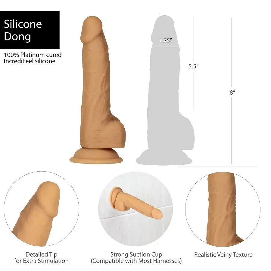 Фалоімітатор ADDICTION Dual Density Silicone Dildo Caramel 8″, присоска, діаметр 4,3 см, віброкуля в Львів - фото 7
