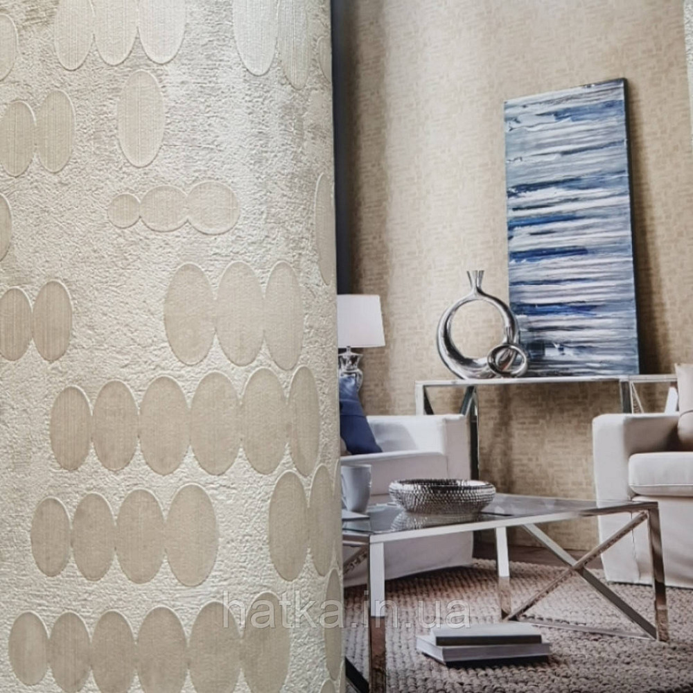 Шпалери вінілові на паперовій основі Zambaiti C88130 ABITAT лофт геометрія овали кола бежевий молочний Київ - фото 1