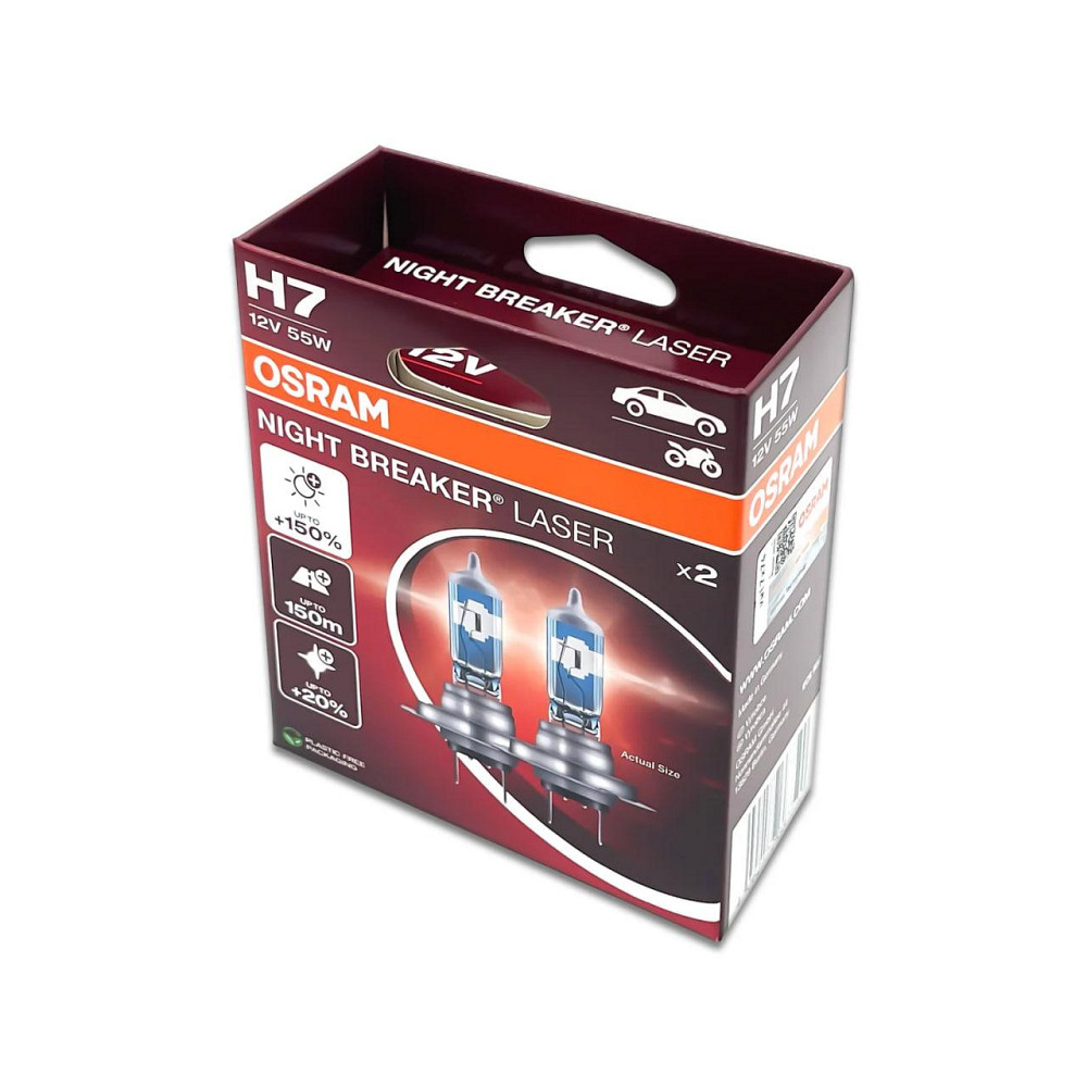 Комплект галогенових ламп OSRAM H7 64210NL-2HB Night Breaker LASER NG +150% 55W 12V PX26d (2 шт) Харків - фото 13