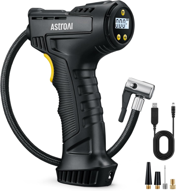 Беспроводной компрессор AstroAI C4 150 PSI, автостоп, цифровой манометр, LED, 4 адаптера, 450 г, для авто/мото/вело Киев - изображение 2