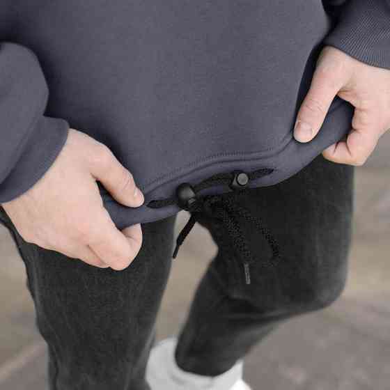 Темно-серое мужское худи оверсайз Pobedov Urbanist. Универсальный размер. Мужское зимнее худи Киев