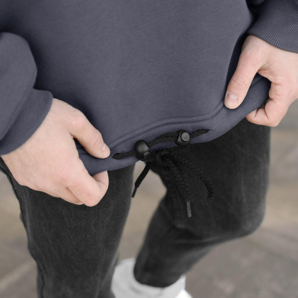 Темно-серое мужское худи оверсайз Pobedov Urbanist. Универсальный размер. Мужское зимнее худи Киев - изображение 5