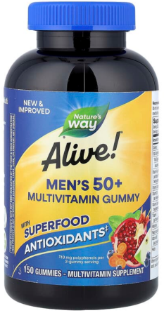 Мультивитамины для мужчин 50+ Nature's Way Alive! Men's 50+ вкус фруктов 150 таб Київ