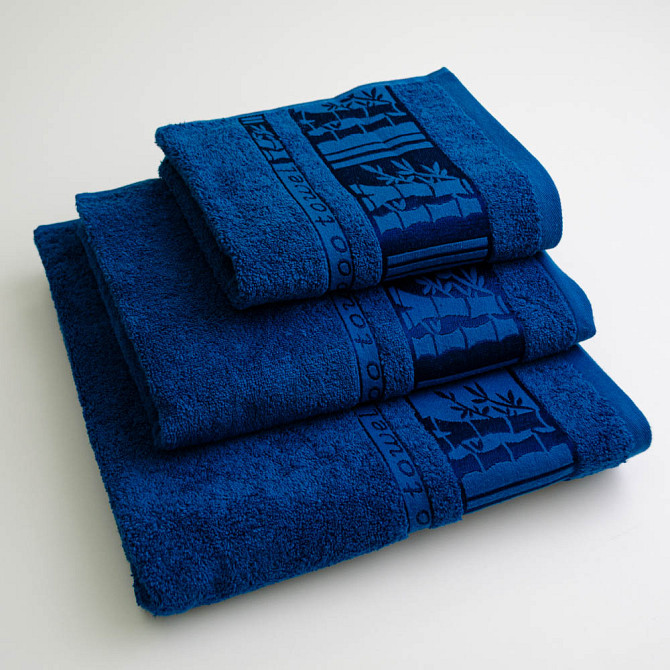 Набор махровых полотенец 3шт GM Textile 40х70см, 50х90см, 70х140см BambooN 450г/м2 (Синий) Сумы - изображение 1