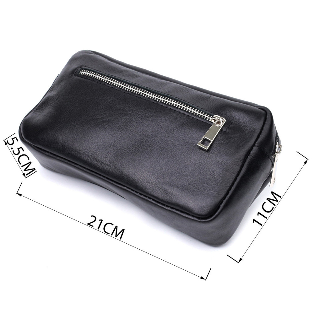 Прямоугольная сумка-бананка для мужчин из натуральной глянцевой кожи Черная (SHVIGEL) Киев - изображение 7