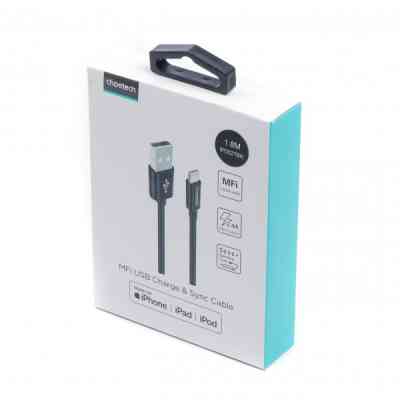 Дата кабель USB 2.0 AM to Lightning 1.8m 2.1A MFI Black Choetech (IP0027-BK) Вінниця