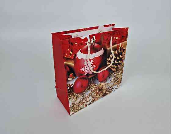 Пакети паперові подарункові, новорічні Квадрат 23*24*10 — 34 (12 шт.) Харків