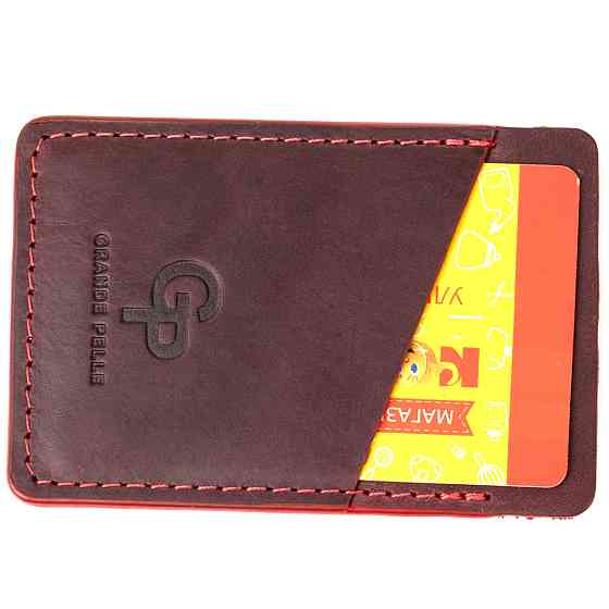 Вінтажний шкіряний картхолдер GRANDE PELLE 11504 Бордовий Київ