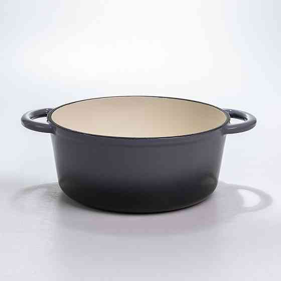 Каструля чавунна 2.5 л емальована з кришкою посуд для тушкування запікання томління кухонна Сіра HP-1-14-GREY Коломия