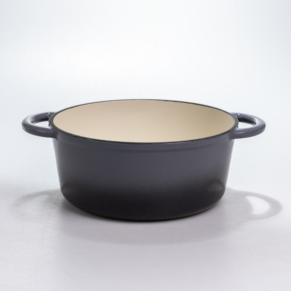 Каструля чавунна 2.5 л емальована з кришкою посуд для тушкування запікання томління кухонна Сіра HP-1-14-GREY Коломия - фото 3