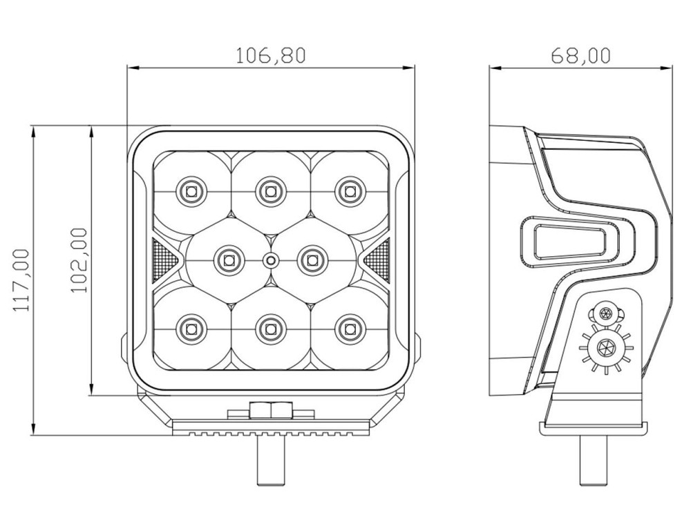 Светодиодная фара StarLight SL-W0240S квадратная, дальний свет WHITE + DRL 40W 4800Lm 5700K 12/24V Харьков - изображение 5