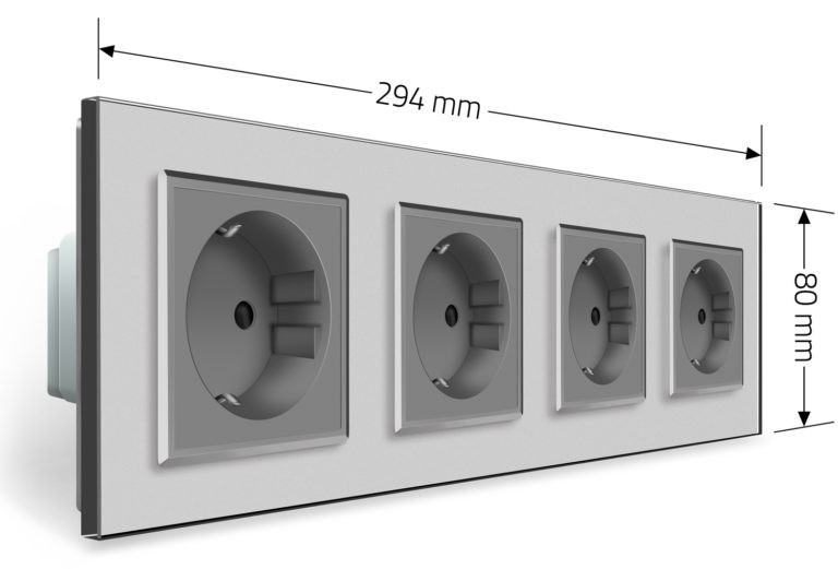 Чотиримісна електрична розетка з заземленням LIVOLO, сіра, скляна рамка, шторки, 250В 16А (VL-C7C4EU-15) Коломыя - изображение 7