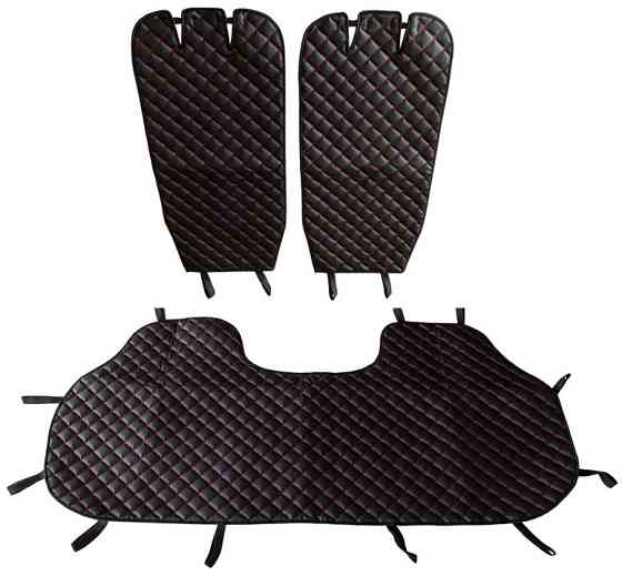 Накидка на сиденья задние (экокожа) PolyteP, к-т (2 шт., красная строчка) Киев