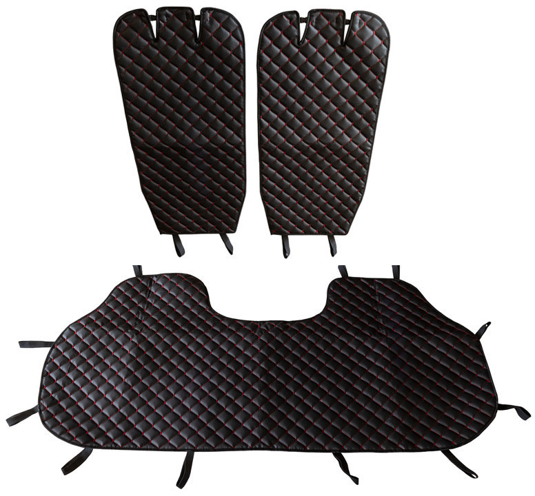 Накидка на сиденья задние (экокожа) PolyteP, к-т (2 шт., красная строчка) Киев - изображение 1