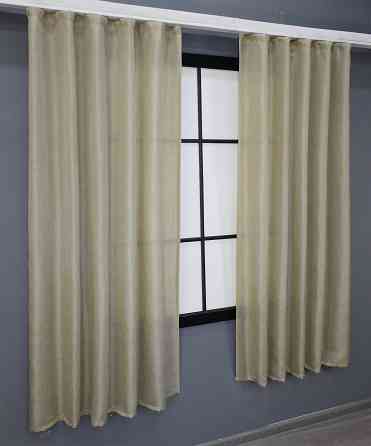 Комплект коротких штор VR-Textil Льон Мішковина № 114ш Бежевий 130х170 см 2 шт (35-0107) Київ