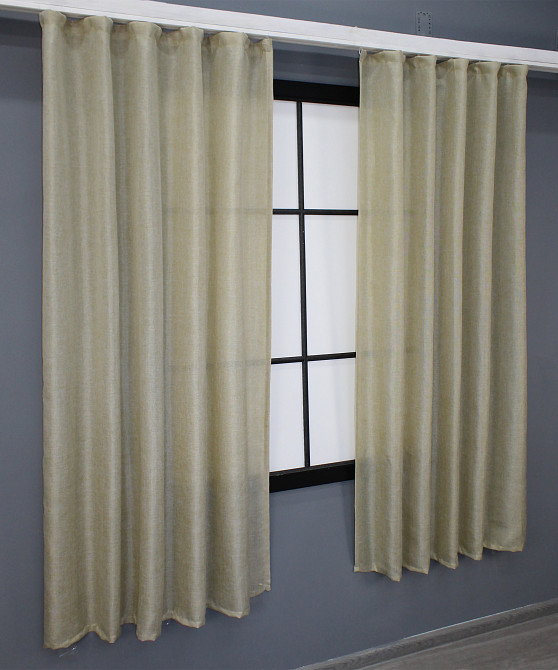 Комплект коротких штор VR-Textil Льон Мішковина № 114ш Бежевий 130х170 см 2 шт (35-0107) Київ - фото 4