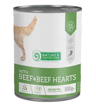 Nature's Protection Adult Beef & Beef Hearts Вологий корм для собак з яловичиною і яловичим серцем, 800 г Киев