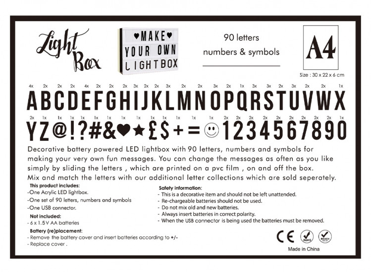 Інтерєрний лайтбокс з літерами (А4 96 літер) Вінниця - фото 8