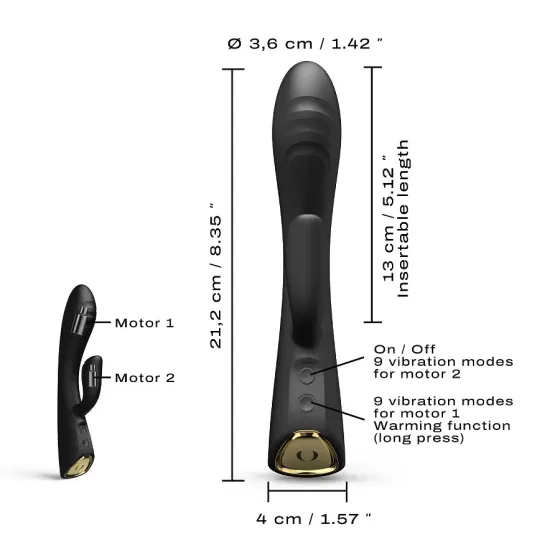 Вібратор-кролик з підігрівом Dorcel FLEXI RABBIT BLACK, гнучкий стовбур Львів