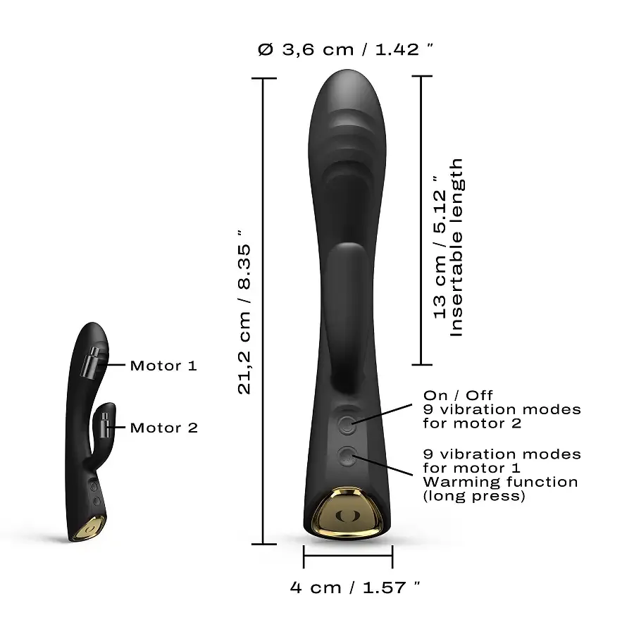 Вібратор-кролик з підігрівом Dorcel FLEXI RABBIT BLACK, гнучкий стовбур Львів - фото 5