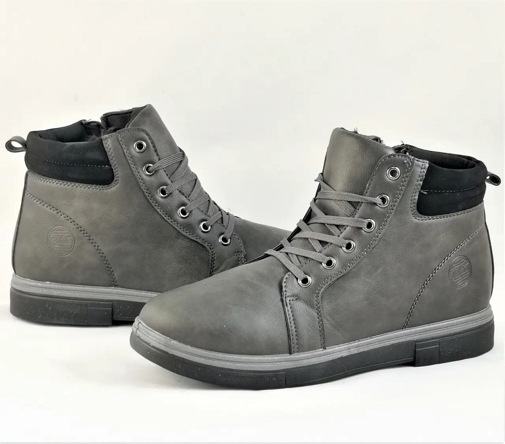 Черевики ЗИМНІ чоловічі Сірі Кросівки з МЕХОМ на замку з блискавкою (розміри: 41,42,43,44,45) - 302-3 Дніпро - фото 10