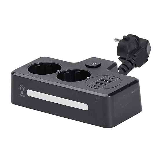 Yiwu Мережевий фільтр на 2 євро розетки з 2 USB та 2 Type-C чорний HP-5-18 Коломыя