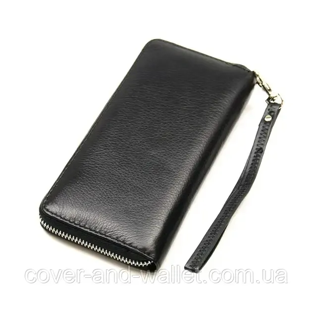 Кожаный кошелек черного цвета на молнии Marco Coverna 7002-1 Киев - изображение 8