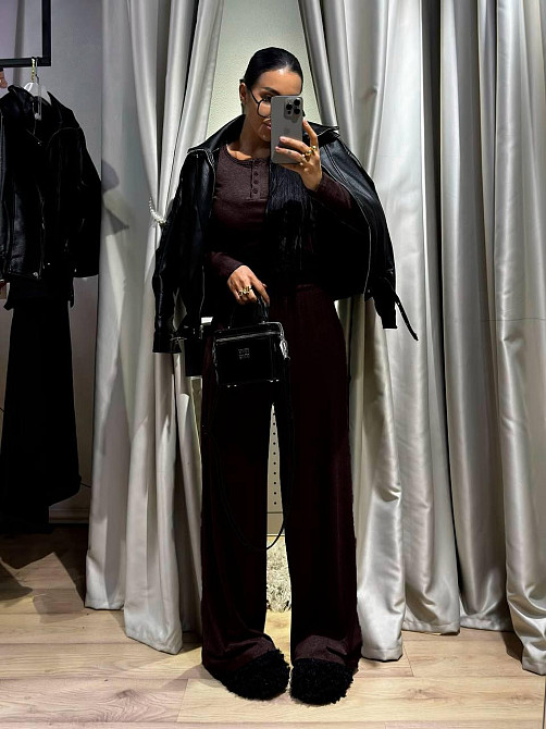 Женский стильный повседневный костюм двойка турецкая вискозная двунитка Шоколад Одесса - изображение 1