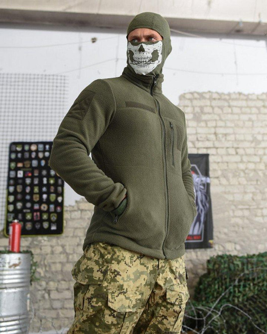 Свитер на змейке олива флисовый теплый мужской Одесса - изображение 19