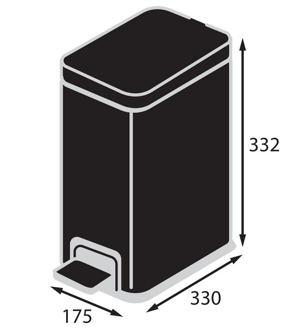 Відро для сміття з плавним закриванням прямокутне Koer TC-010108-05 8 л колір чорний нерж. сталь (KR5593) Чернівці - фото 3